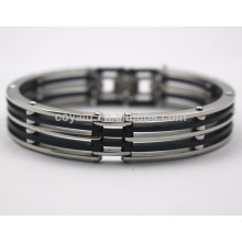 Bulk fornecimento barato aço inoxidável silício pulseiras para homens